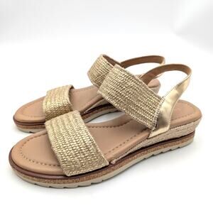 Easy Spirit Susana Slingback Wedge Sandals Women's Gold Size US8M EU38.5